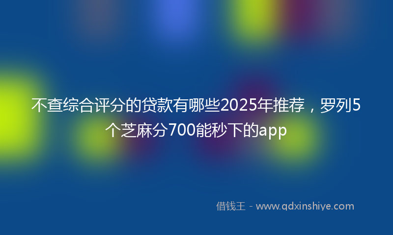 不查综合评分的贷款有哪些2025年推荐，罗列5个芝麻分700能秒下的app