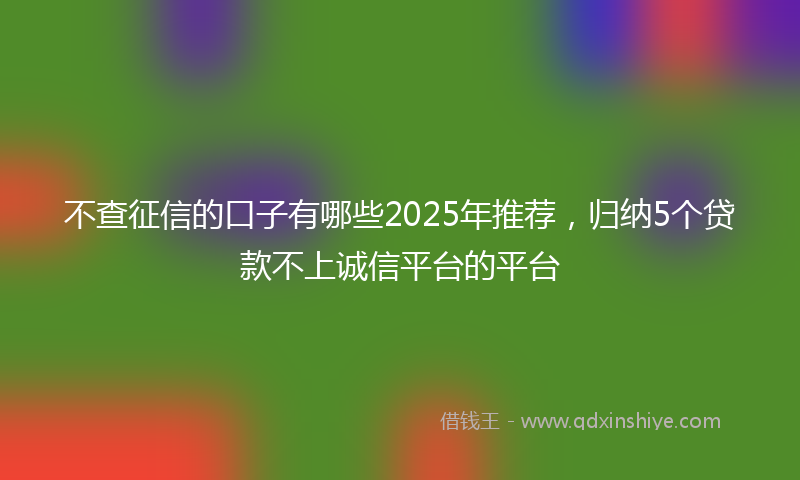 不查征信的口子有哪些2025年推荐，归纳5个贷款不上诚信平台的平台