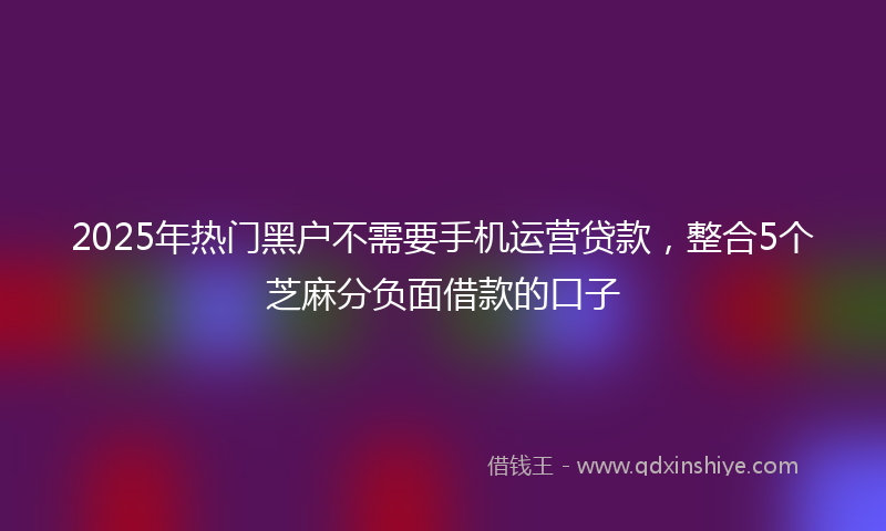 2025年热门黑户不需要手机运营贷款,整合5个芝麻分负面借款的口子