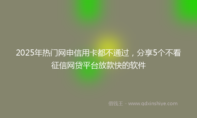 2025年热门网申信用卡都不通过，分享5个不看征信网贷平台放款快的软件