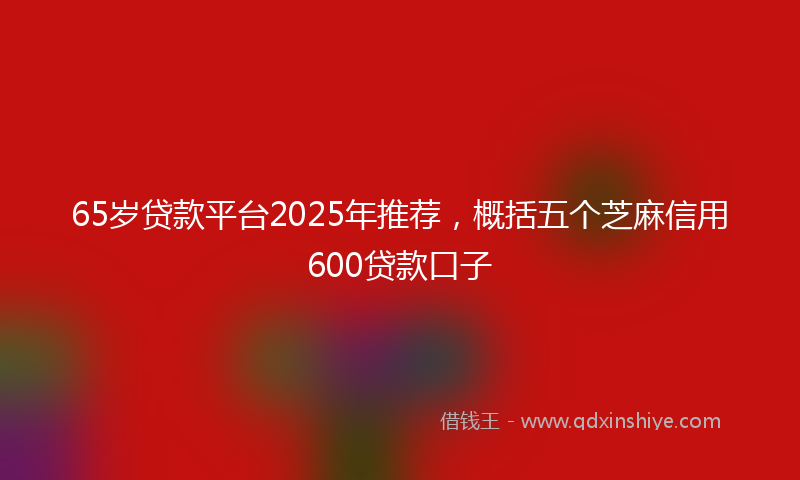 65岁贷款平台2025年推荐，概括五个芝麻信用600贷款口子