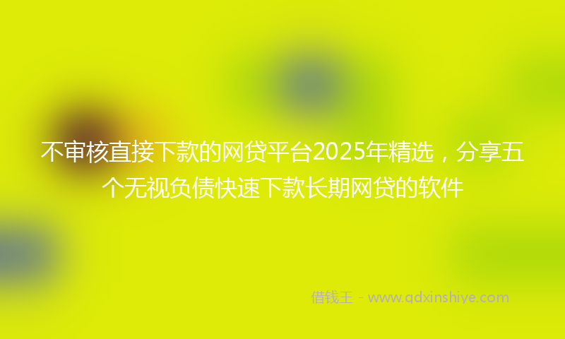 不审核直接下款的网贷平台2025年精选，分享五个无视负债快速下款长期网贷的软件