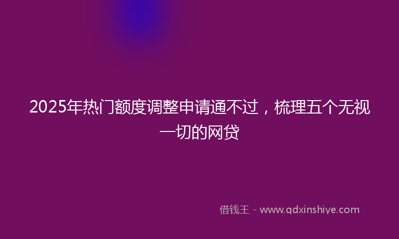 2025年热门额度调整申请通不过，梳理五个无视一切的网贷