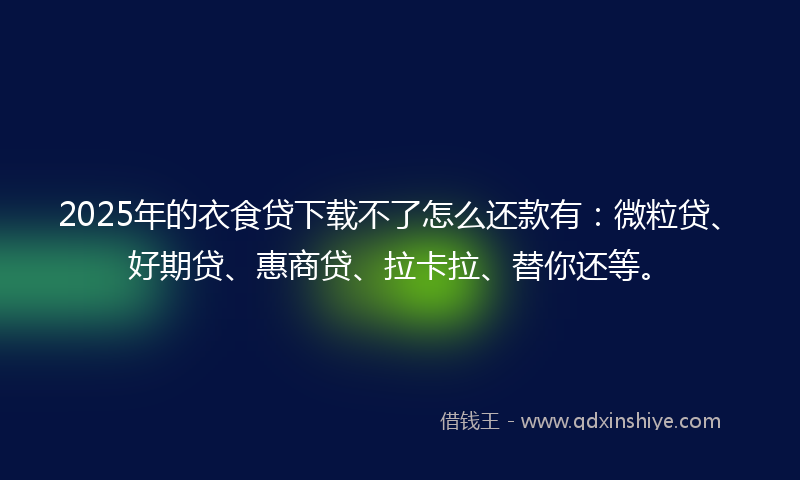 2025年的衣食贷下载不了怎么还款有：微粒贷、好期贷、惠商贷、拉卡拉、替你还等。