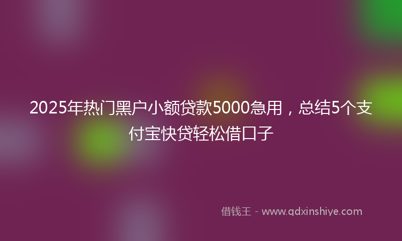 2025年热门黑户小额贷款5000急用，总结5个支付宝快贷轻松借口子