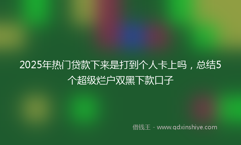 2025年热门贷款下来是打到个人卡上吗，总结5个超级烂户双黑下款口子