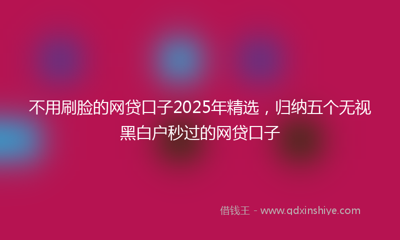 不用刷脸的网贷口子2025年精选，归纳五个无视黑白户秒过的网贷口子