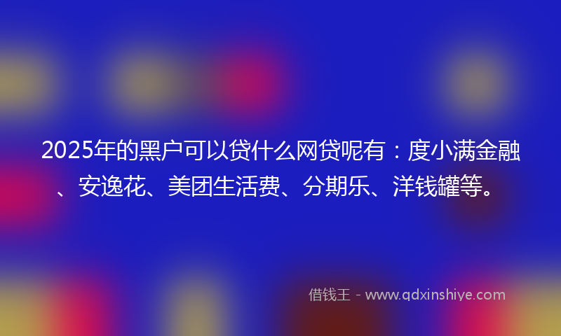 2025年的黑户可以贷什么网贷呢有：度小满金融、安逸花、美团生活费、分期乐、洋钱罐等。