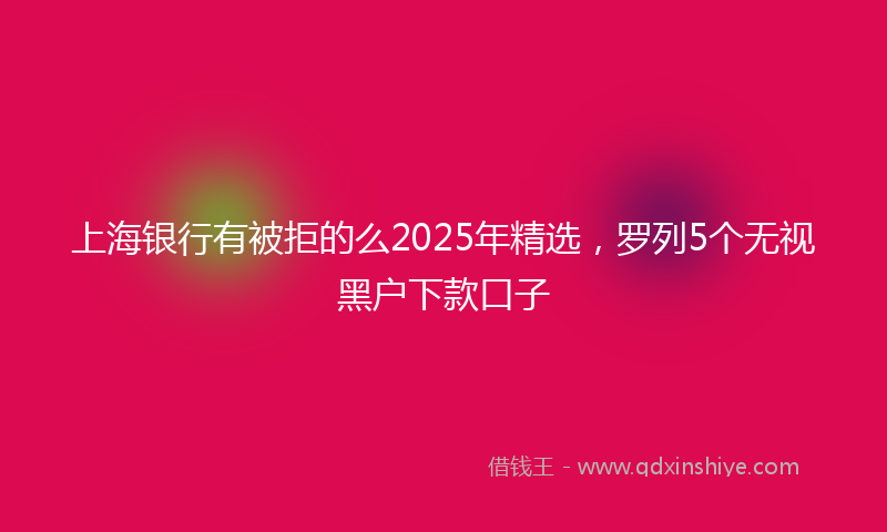 上海银行有被拒的么2025年精选，罗列5个无视黑户下款口子