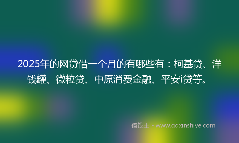 2025年的网贷借一个月的有哪些有：柯基贷、洋钱罐、微粒贷、中原消费金融、平安i贷等。