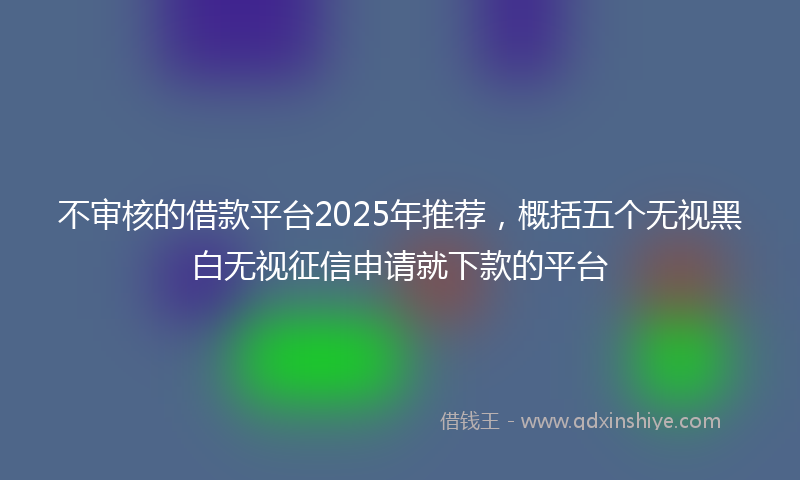 不审核的借款平台2025年推荐，概括五个无视黑白无视征信申请就下款的平台