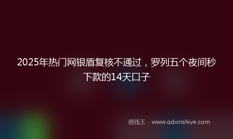 2025年热门网银盾复核不通过，罗列五个夜间秒下款的14天口子
