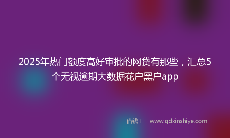 2025年热门额度高好审批的网贷有那些，汇总5个无视逾期大数据花户黑户app