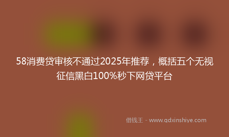 58消费贷审核不通过2025年推荐，概括五个无视征信黑白100%秒下网贷平台