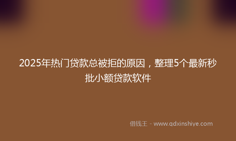 2025年热门贷款总被拒的原因，整理5个最新秒批小额贷款软件