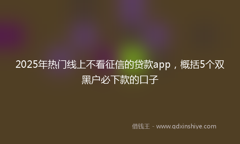 2025年热门线上不看征信的贷款app，概括5个双黑户必下款的口子