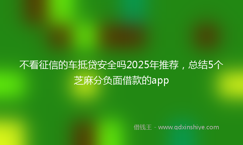 不看征信的车抵贷安全吗2025年推荐，总结5个芝麻分负面借款的app
