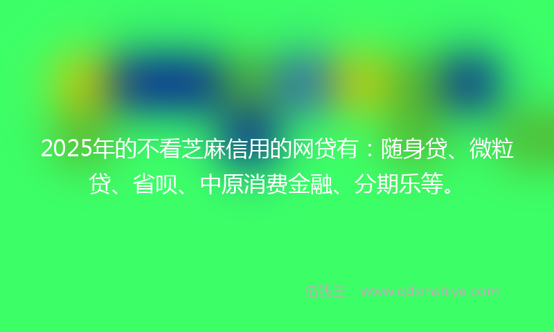 2025年的不看芝麻信用的网贷有：随身贷、微粒贷、省呗、中原消费金融、分期乐等。