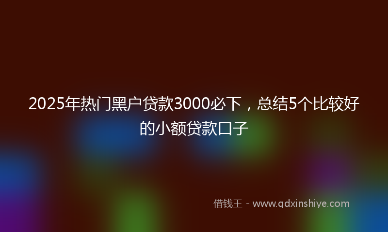 2025年热门黑户贷款3000必下，总结5个比较好的小额贷款口子