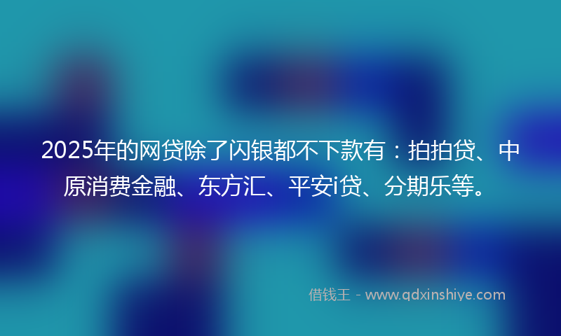 2025年的网贷除了闪银都不下款有：拍拍贷、中原消费金融、东方汇、平安i贷、分期乐等。