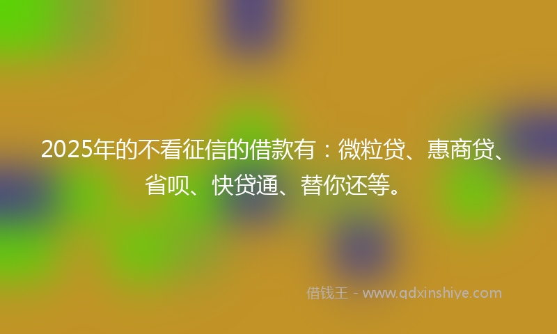 2025年的不看征信的借款有：微粒贷、惠商贷、省呗、快贷通、替你还等。