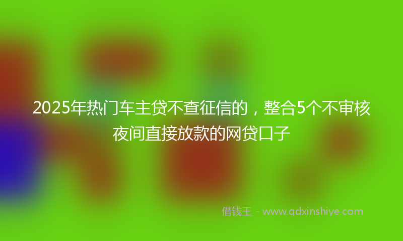 2025年热门车主贷不查征信的，整合5个不审核夜间直接放款的网贷口子