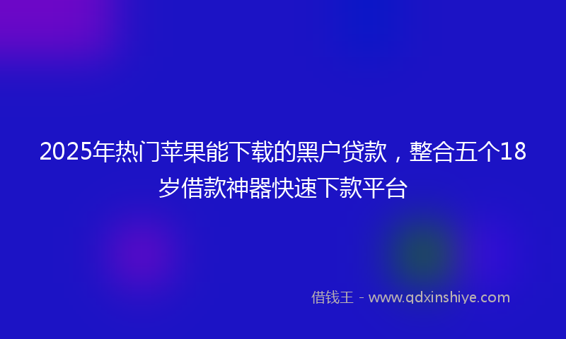 2025年热门苹果能下载的黑户贷款，整合五个18岁借款神器快速下款平台