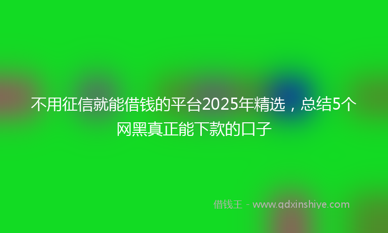 不用征信就能借钱的平台2025年精选，总结5个网黑真正能下款的口子