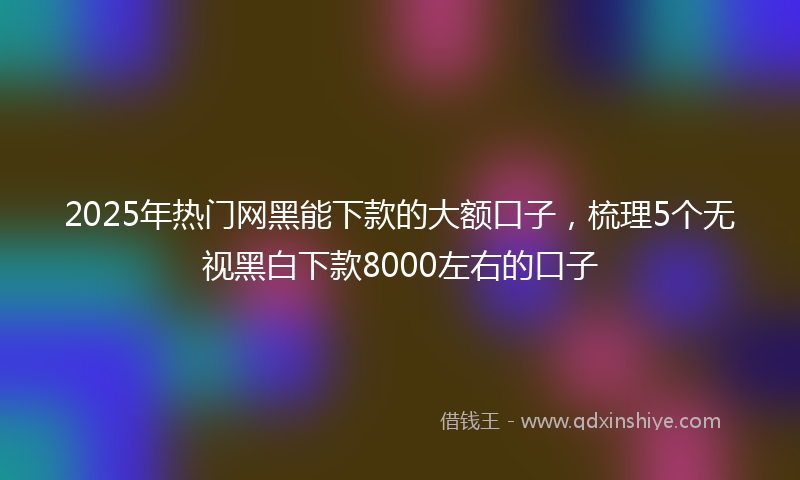 2025年热门网黑能下款的大额口子，梳理5个无视黑白下款8000左右的口子