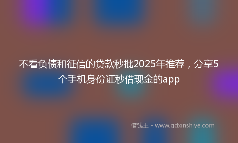 不看负债和征信的贷款秒批2025年推荐，分享5个手机身份证秒借现金的app