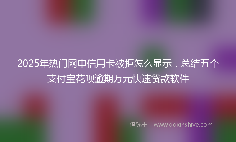 2025年热门网申信用卡被拒怎么显示，总结五个支付宝花呗逾期万元快速贷款软件