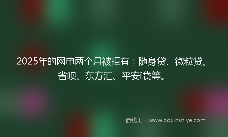 2025年的网申两个月被拒有：随身贷、微粒贷、省呗、东方汇、平安i贷等。