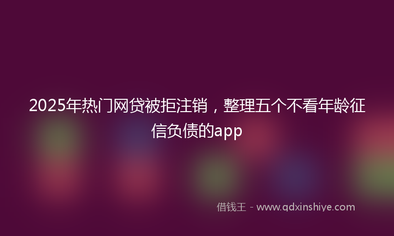 2025年热门网贷被拒注销，整理五个不看年龄征信负债的app