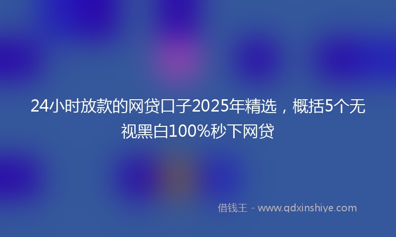 24小时放款的网贷口子2025年精选，概括5个无视黑白100%秒下网贷