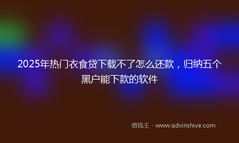 2025年热门衣食贷下载不了怎么还款，归纳五个黑户能下款的软件