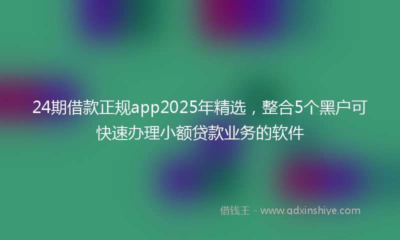 24期借款正规app2025年精选，整合5个黑户可快速办理小额贷款业务的软件