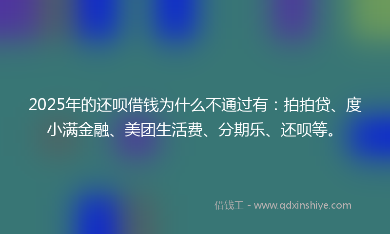 2025年的还呗借钱为什么不通过有：拍拍贷、度小满金融、美团生活费、分期乐、还呗等。