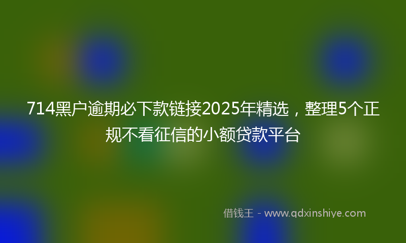 714黑户逾期必下款链接2025年精选，整理5个正规不看征信的小额贷款平台