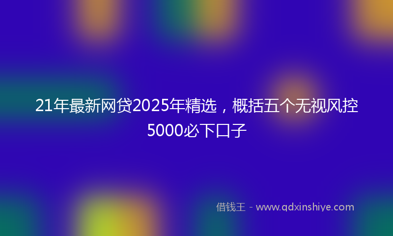 21年最新网贷2025年精选,概括五个无视风控5000必下口子