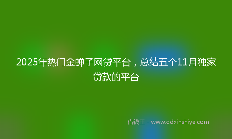 2025年热门金蝉子网贷平台，总结五个11月独家贷款的平台