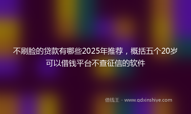 不刷脸的贷款有哪些2025年推荐，概括五个20岁可以借钱平台不查征信的软件