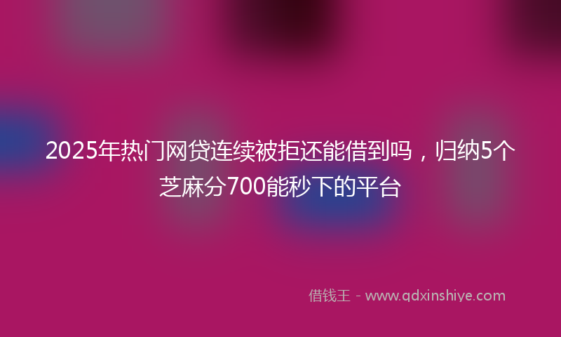 2025年热门网贷连续被拒还能借到吗，归纳5个芝麻分700能秒下的平台