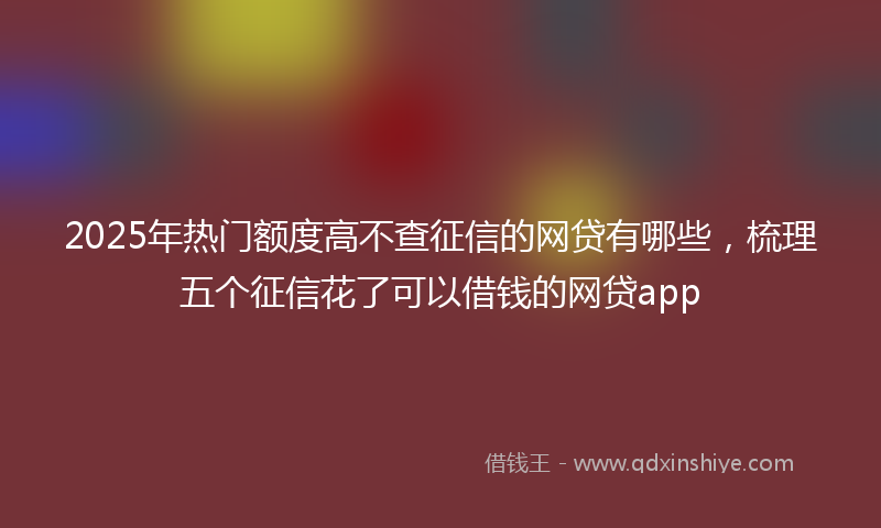 2025年热门额度高不查征信的网贷有哪些，梳理五个征信花了可以借钱的网贷app