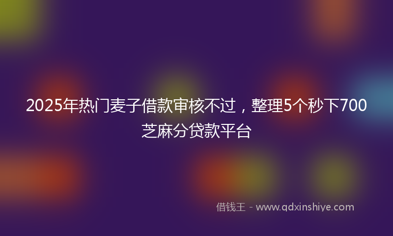 2025年热门麦子借款审核不过，整理5个秒下700芝麻分贷款平台