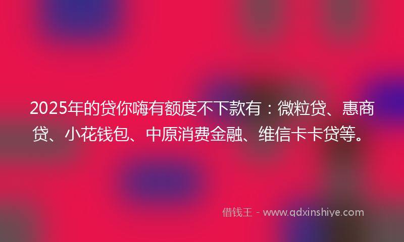 2025年的贷你嗨有额度不下款有:微粒贷、惠商贷、小花钱包、中原消费金融、维信卡卡贷等。