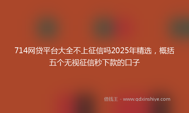 714网贷平台大全不上征信吗2025年精选，概括五个无视征信秒下款的口子