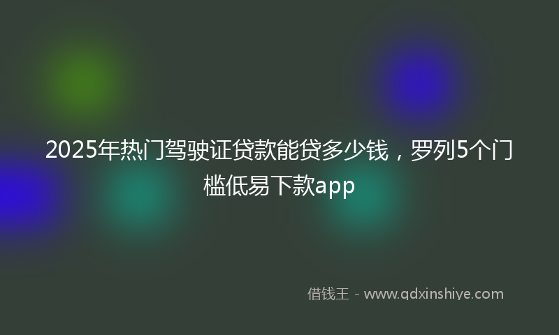2025年热门驾驶证贷款能贷多少钱，罗列5个门槛低易下款app
