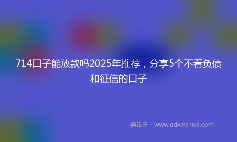 714口子能放款吗2025年推荐，分享5个不看负债和征信的口子