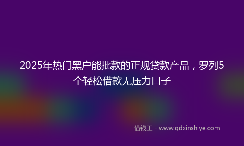 2025年热门黑户能批款的正规贷款产品，罗列5个轻松借款无压力口子