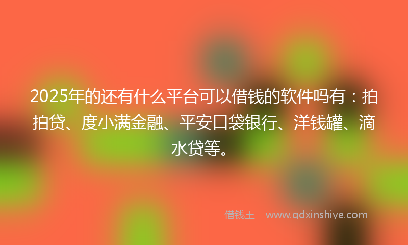 2025年的还有什么平台可以借钱的软件吗有：拍拍贷、度小满金融、平安口袋银行、洋钱罐、滴水贷等。